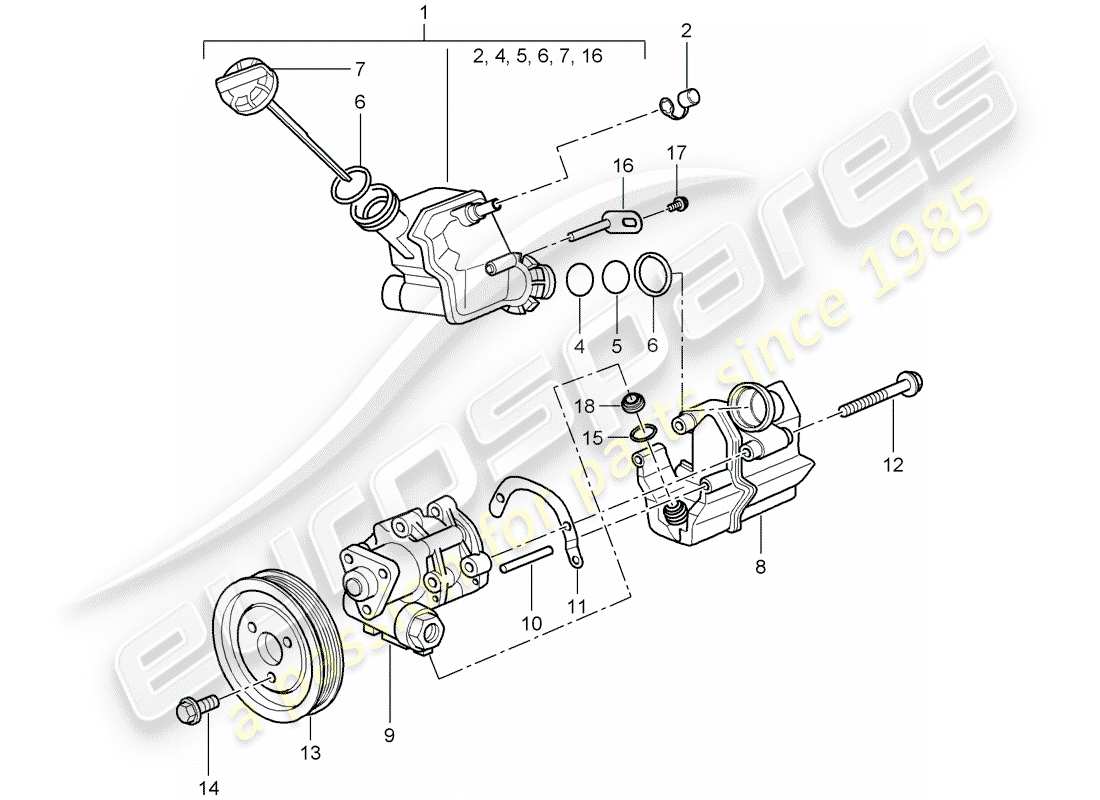 porsche 997 (2008) power steering part diagram