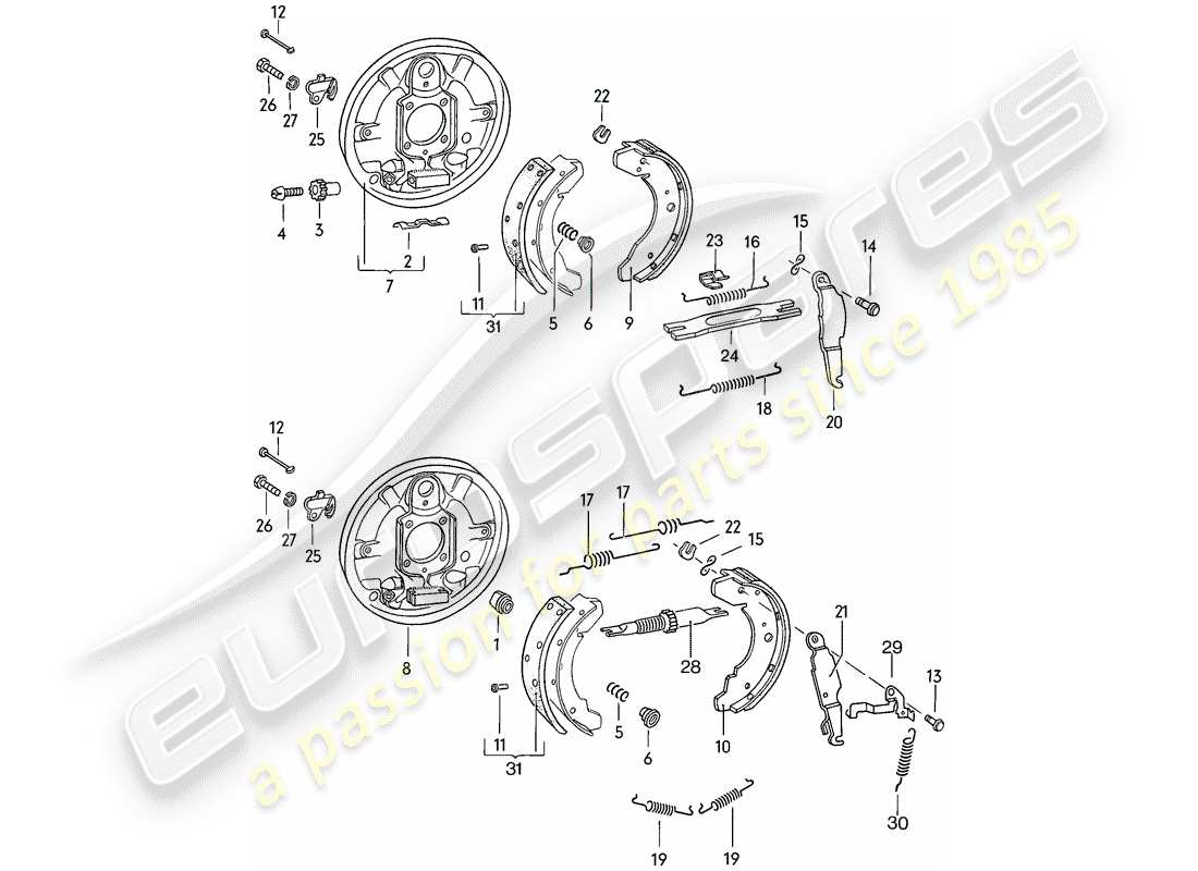 porsche 924 (1979) brake - rear axle part diagram