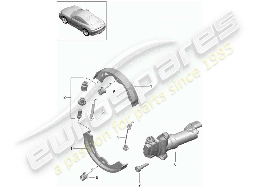 porsche cayman 981 (2016) parking brake part diagram