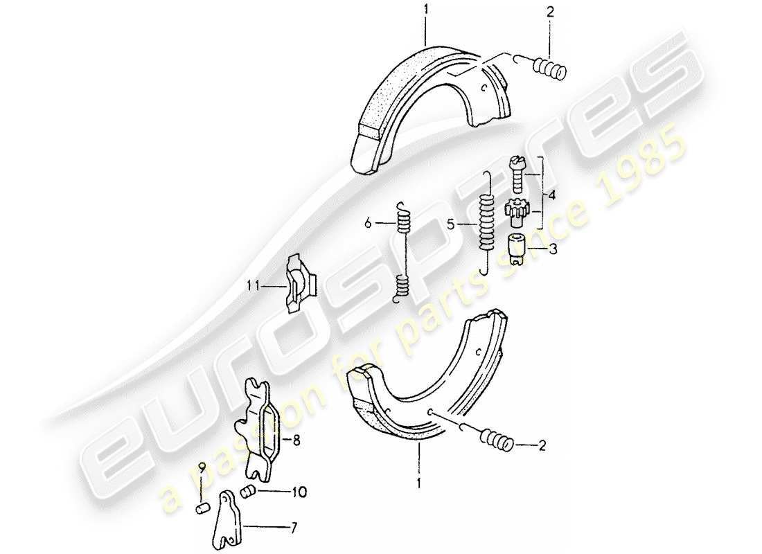 porsche 964 (1992) handbrake part diagram