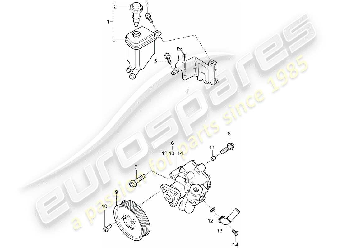 porsche cayenne (2006) power steering part diagram