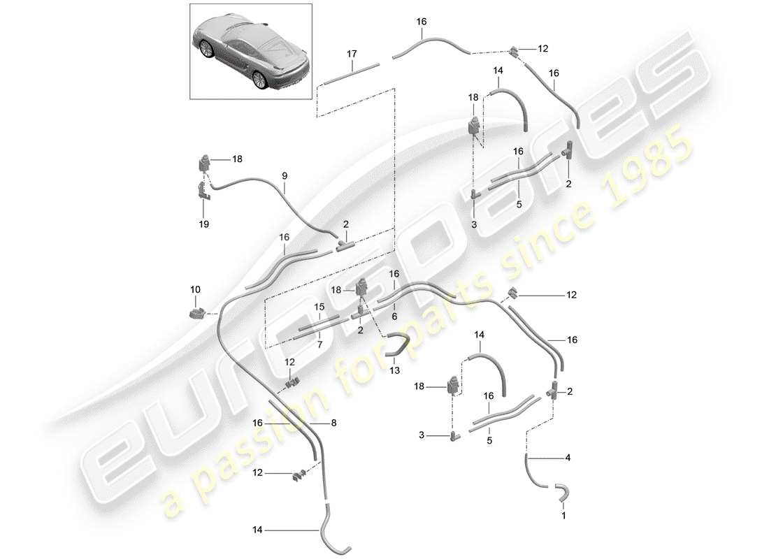 porsche cayman gt4 (2016) vacuum system part diagram