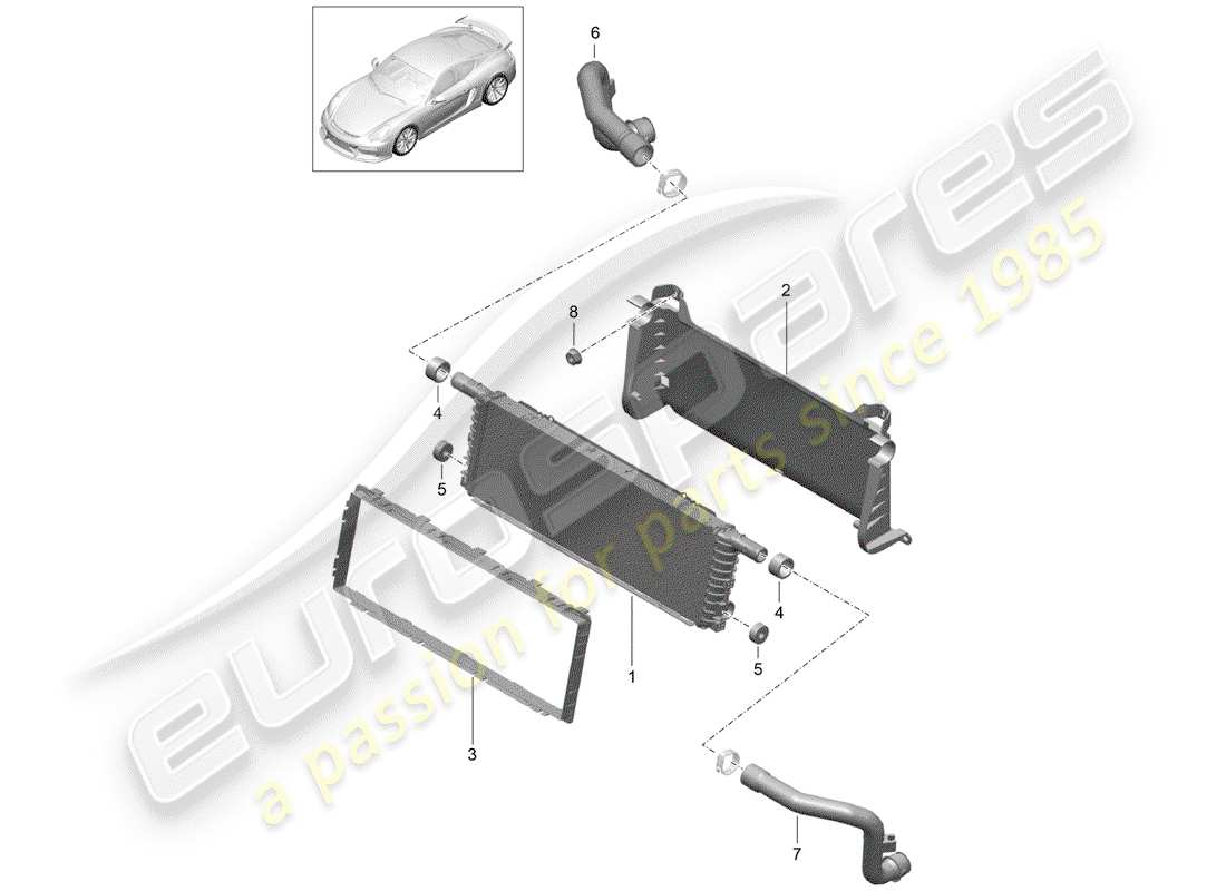 porsche cayman gt4 (2016) radiator part diagram