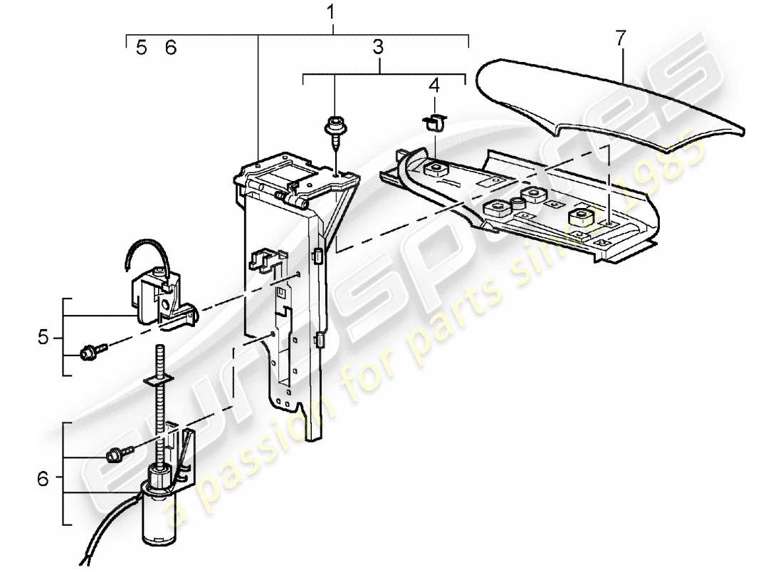 porsche 996 t/gt2 (2002) flap - folding top part diagram