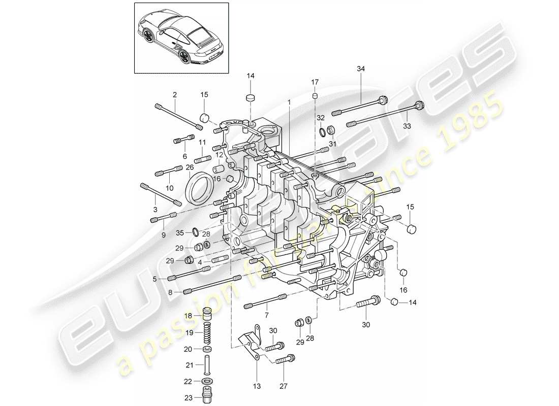 porsche 911 t/gt2rs (2011) crankcase part diagram