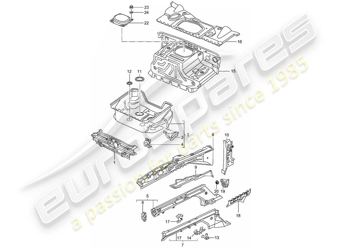 porsche 996 t/gt2 (2002) front end - single parts part diagram