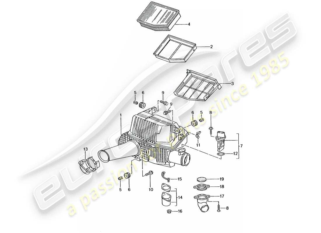 porsche boxster 986 (2003) air cleaner part diagram