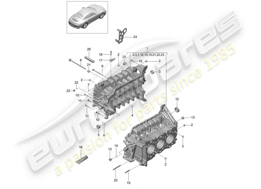 porsche 991 gen. 2 (2018) crankcase part diagram