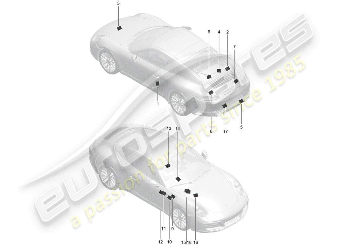 porsche 991 gen. 2 (2018) signs/notices part diagram