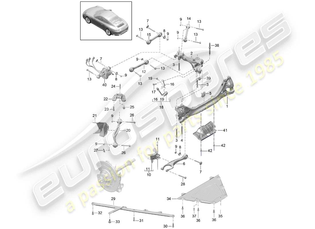 porsche 991 gen. 2 (2018) rear axle part diagram