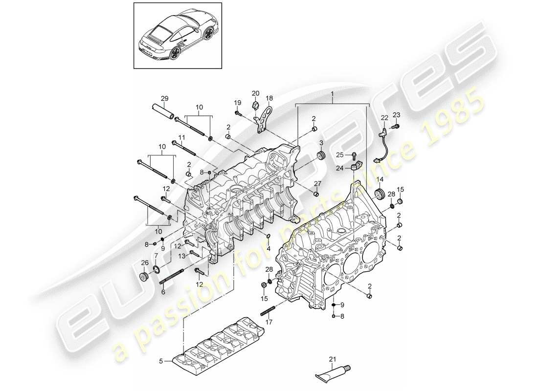 porsche 911 t/gt2rs (2011) crankcase part diagram