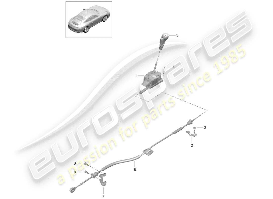 porsche 991 gen. 2 (2018) selector lever part diagram