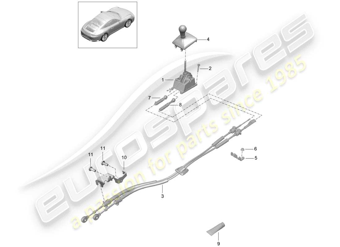 porsche 991 gen. 2 (2018) shift mechanism part diagram