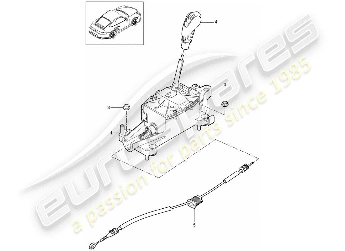 porsche 911 t/gt2rs (2011) selector lever part diagram