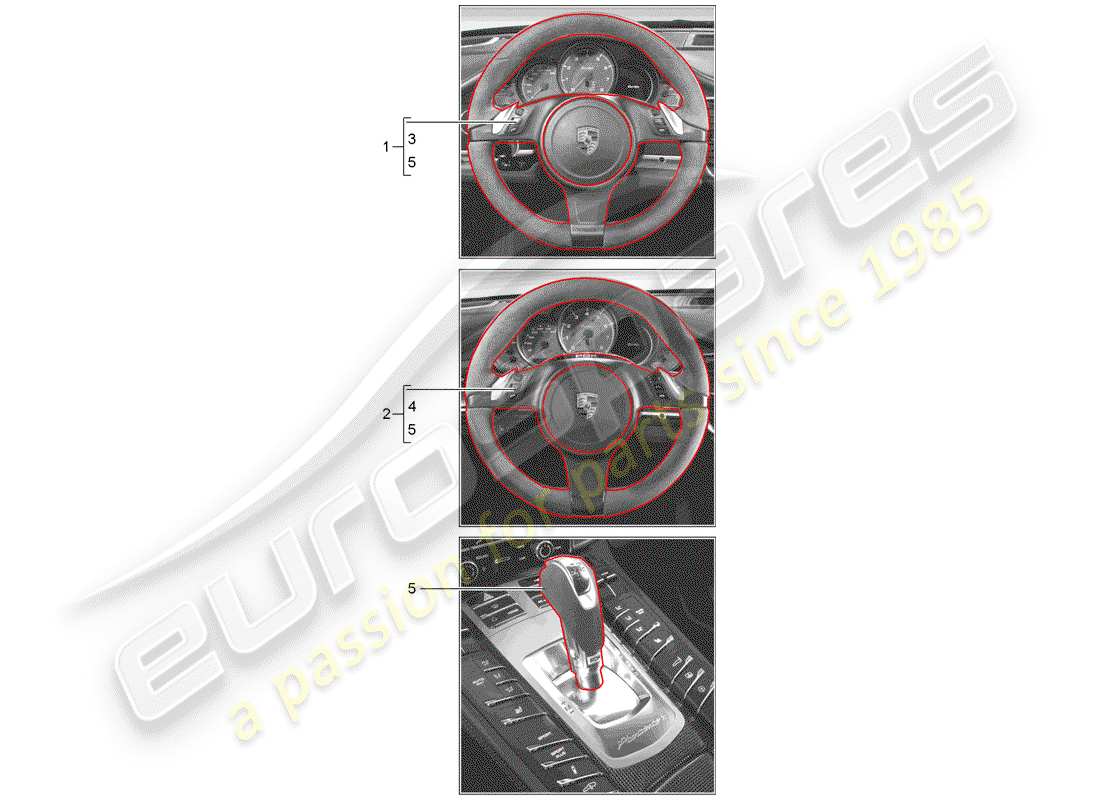 porsche tequipment panamera (2012) steering wheel part diagram