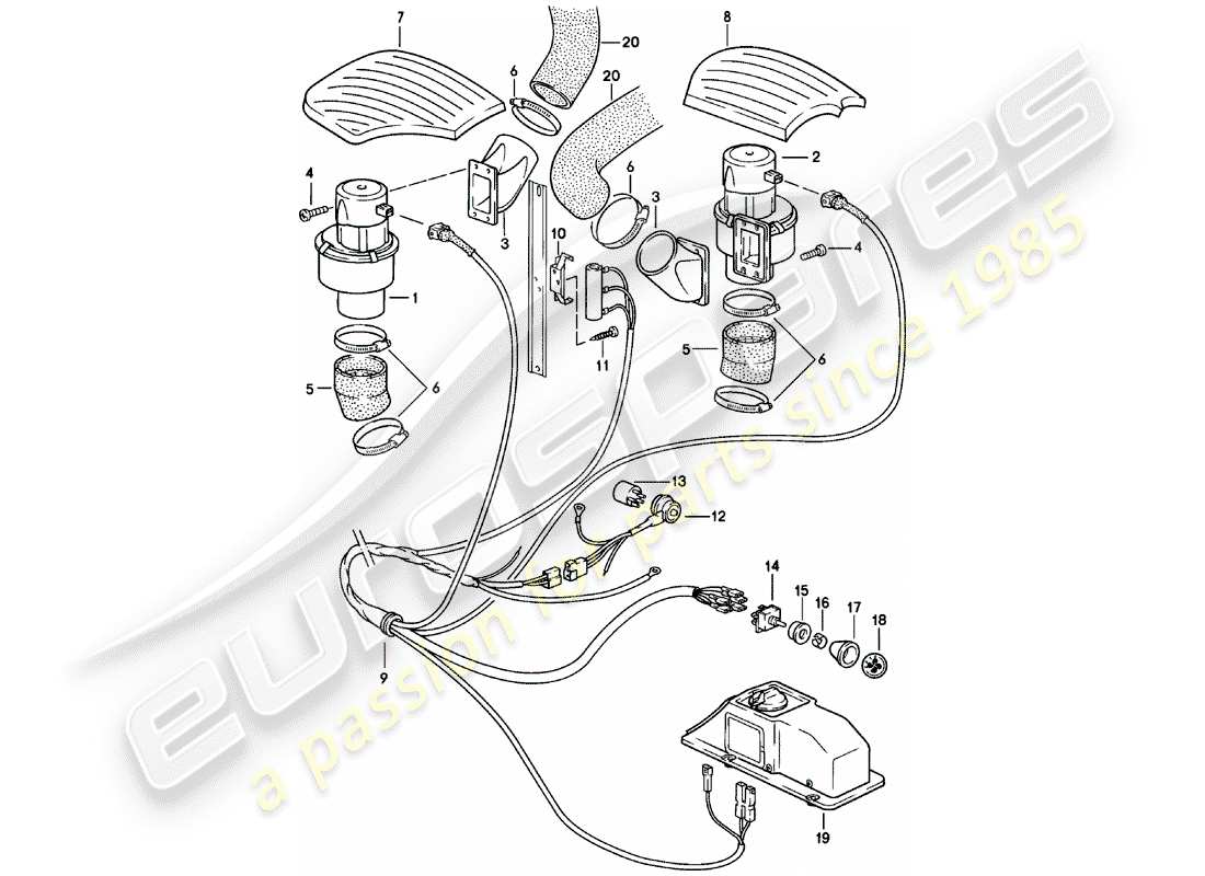 porsche 911 (1982) additional blower - d - mj 1983>> part diagram