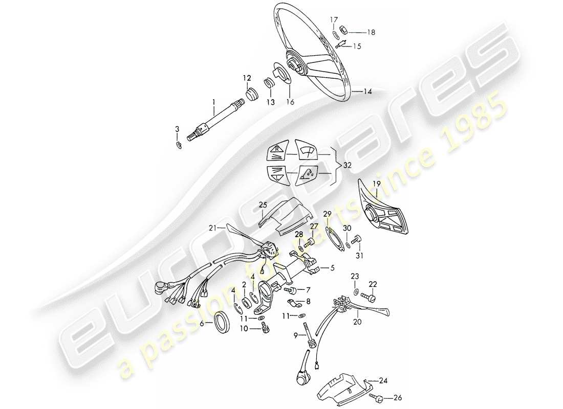 porsche 911/912 (1968) intermediate steering shaft - steering wheel - steering column switch - d - mj 1969>> - mj 1969 part diagram