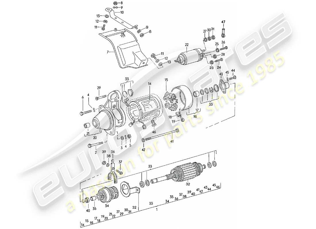 porsche 924 (1983) starter part diagram