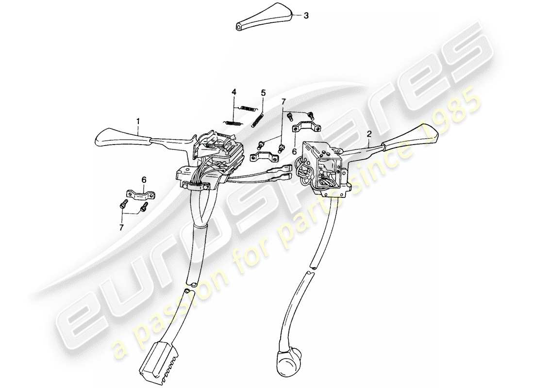 porsche 914 (1974) steering column switch part diagram