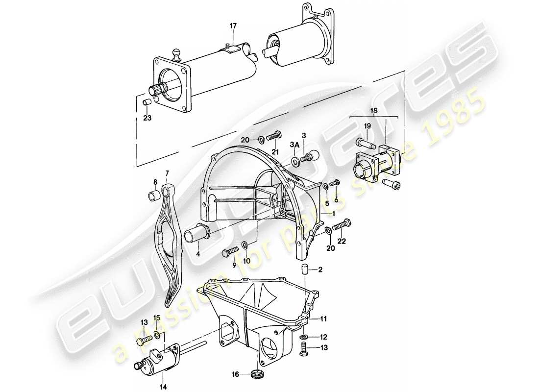 porsche 928 (1980) central tube - manual gearbox part diagram