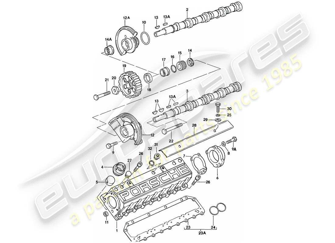 porsche 928 (1980) camshaft part diagram