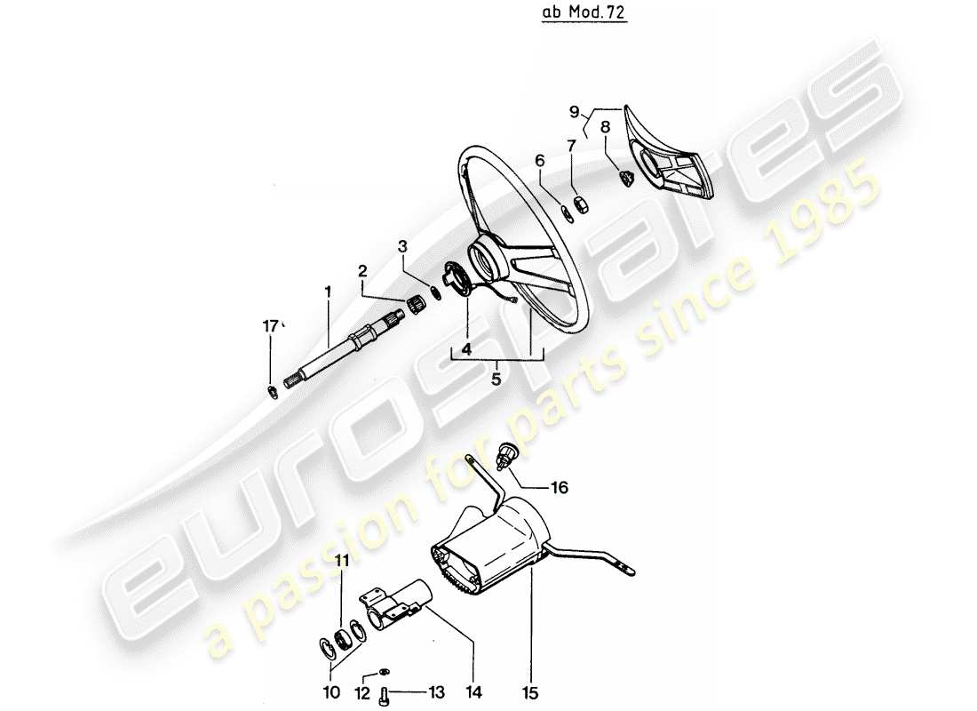 porsche 914 (1975) intermediate steering shaft - steering wheel - steering column switch - d - mj 1972>> part diagram