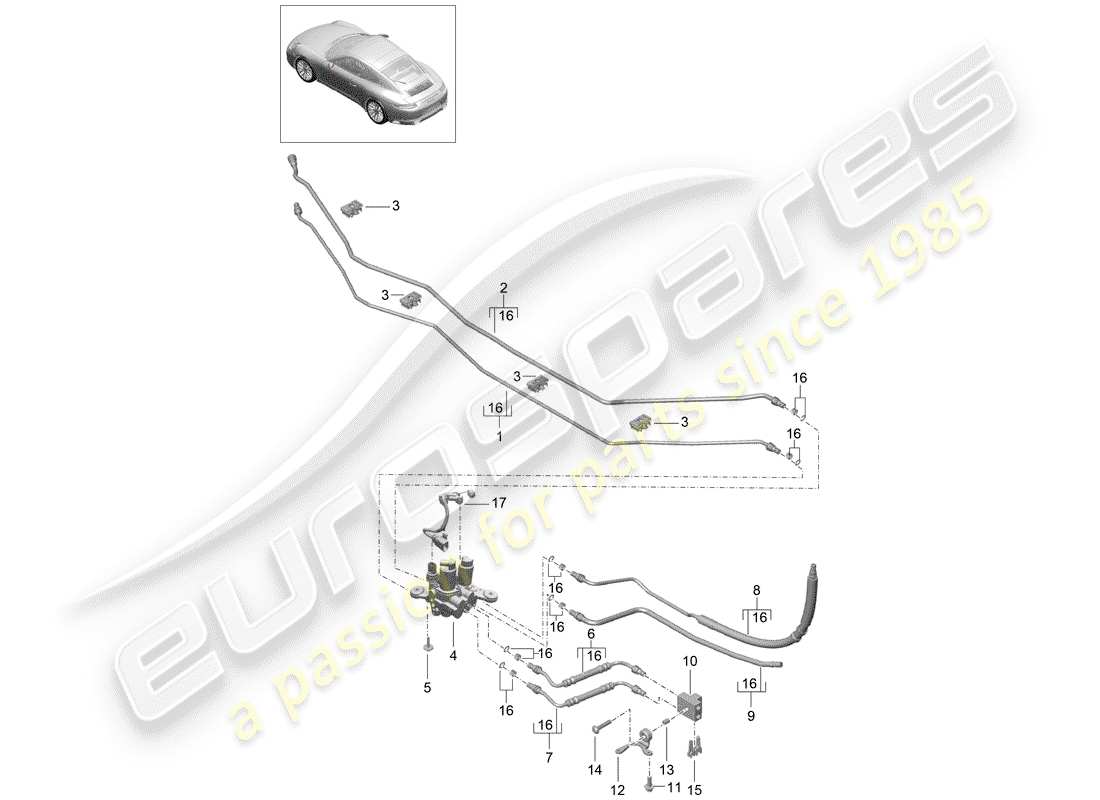 porsche 991 gen. 2 (2020) hydraulic line part diagram