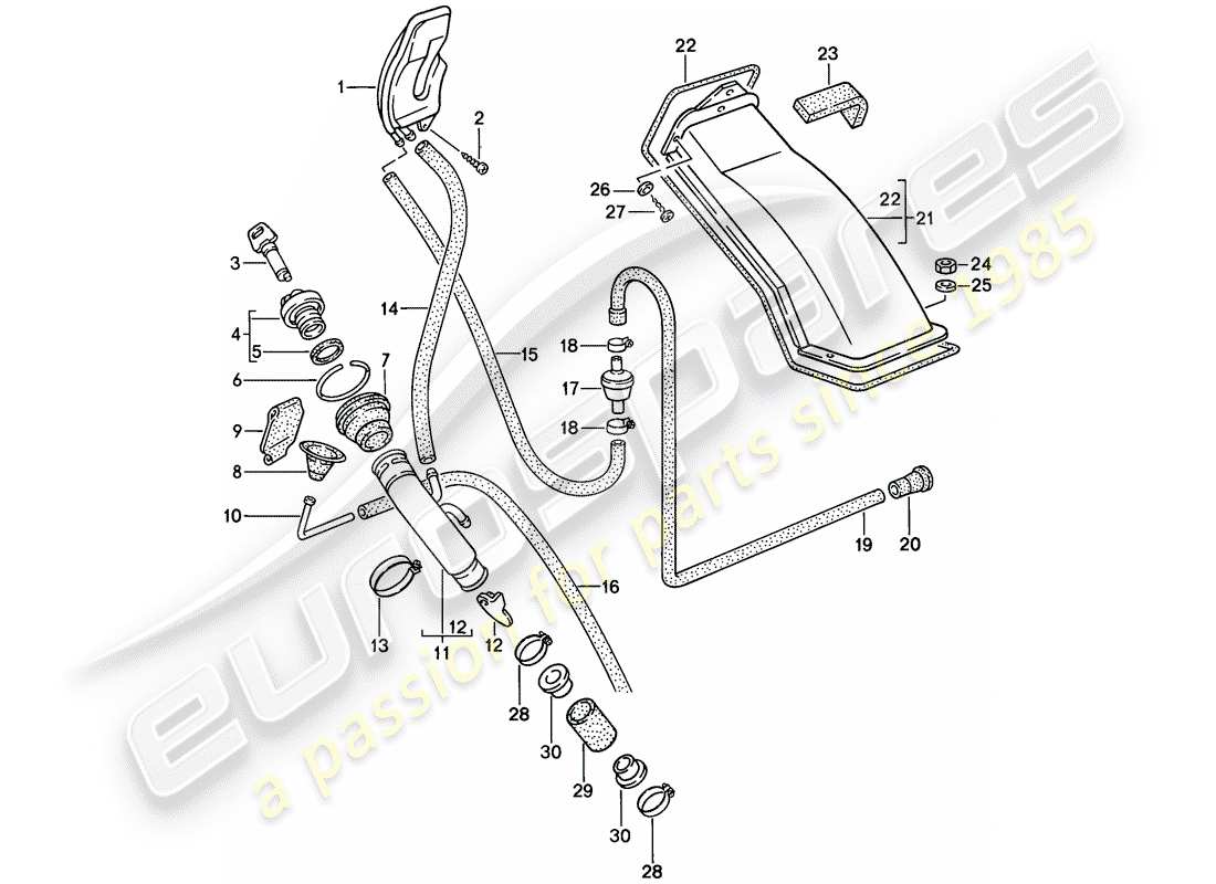 porsche 944 (1988) filler neck part diagram