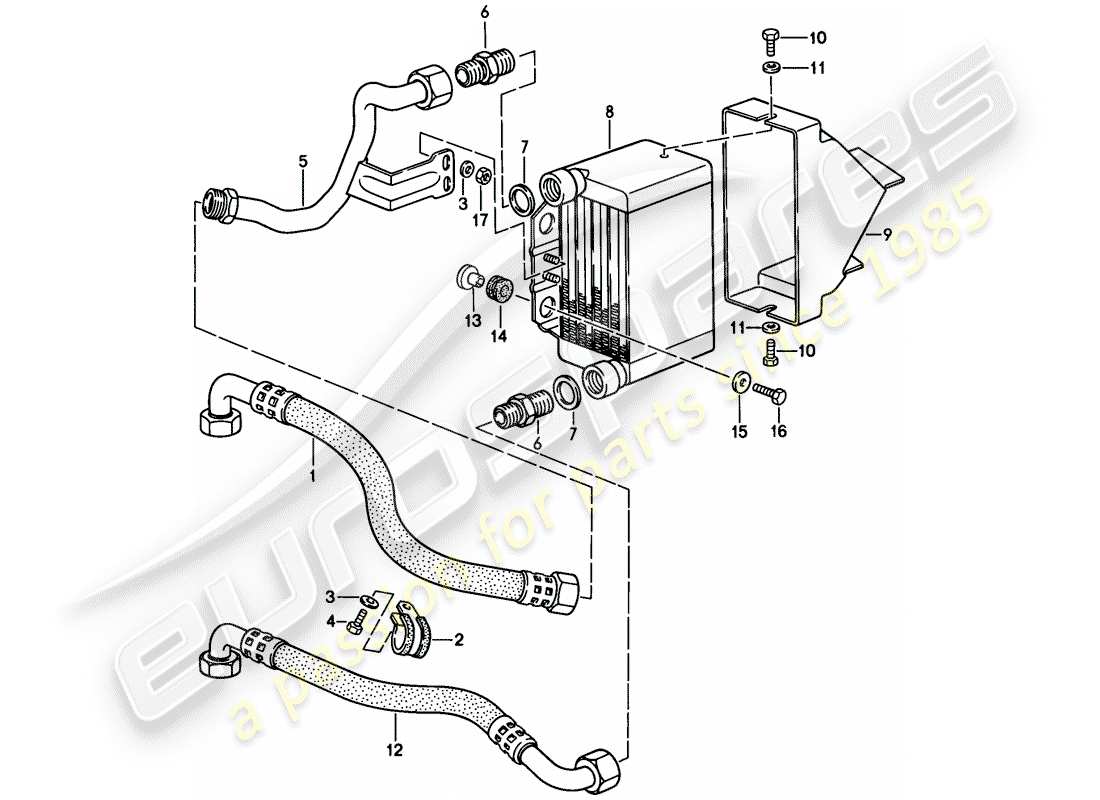 porsche 944 (1986) oil cooling part diagram