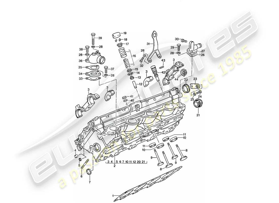 porsche 944 (1986) cylinder head - valves part diagram