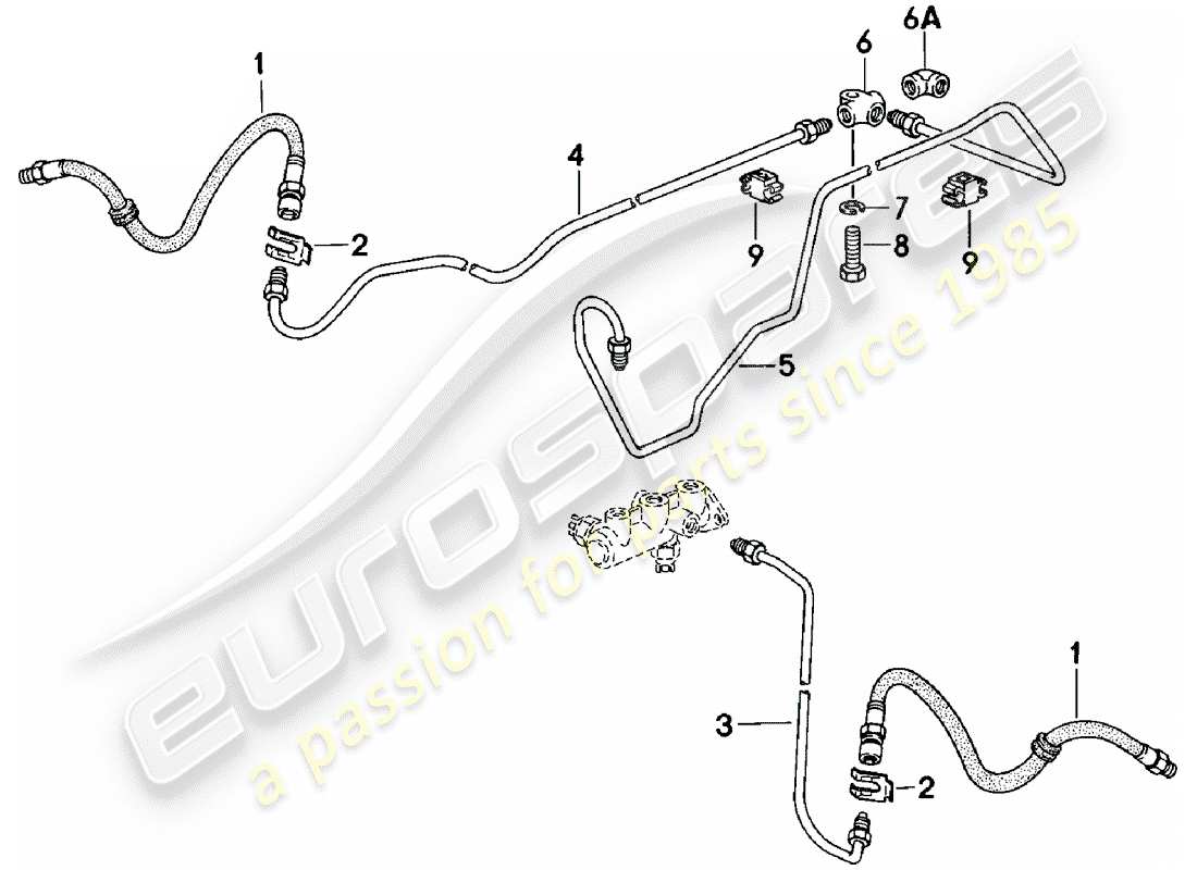 porsche 924 (1981) brake lines part diagram