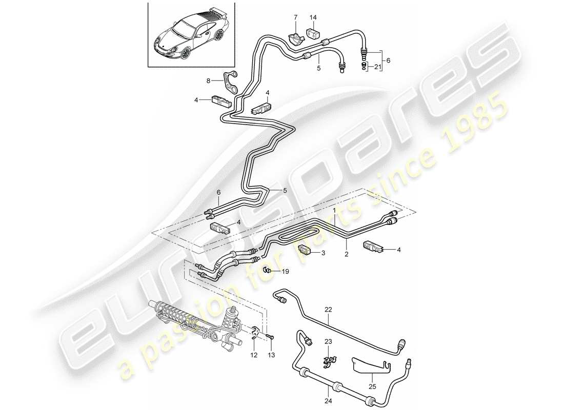 porsche 997 gt3 (2010) power steering part diagram