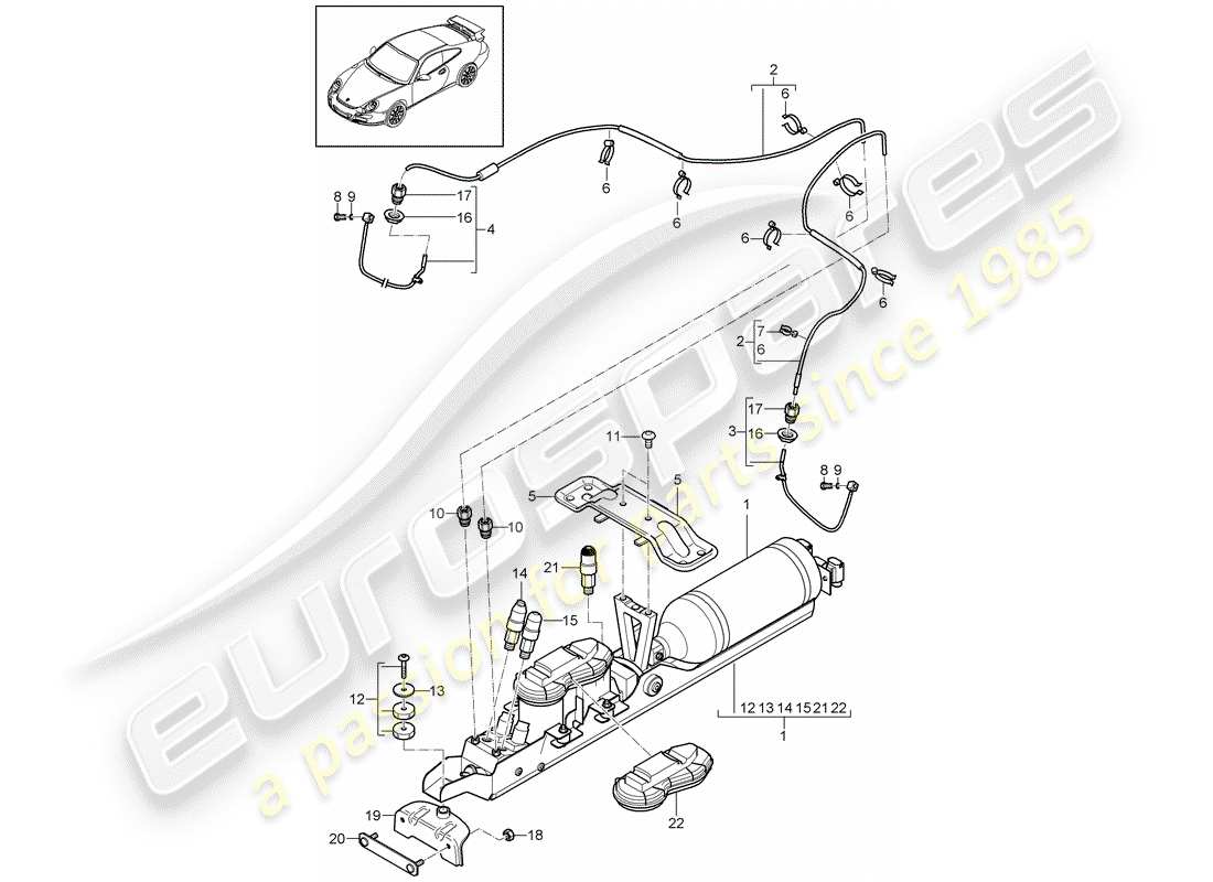 porsche 997 gt3 (2010) self levelling system part diagram