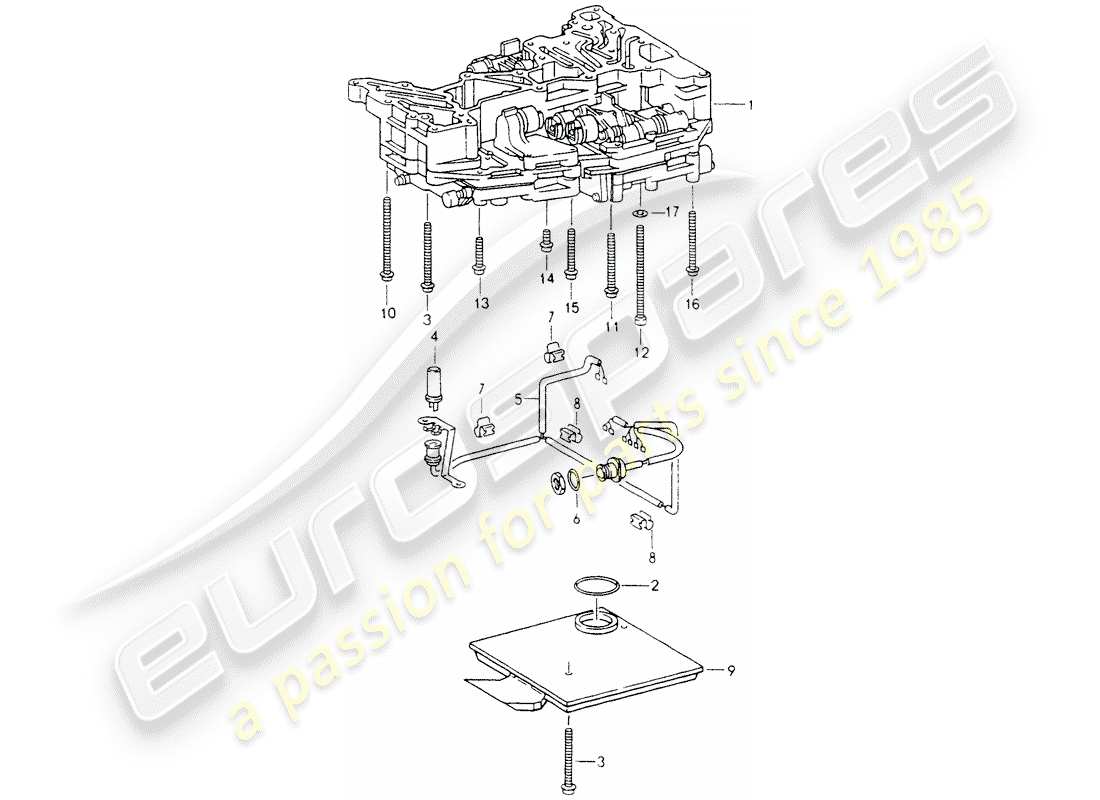 porsche 964 (1991) tiptronic - oil strainer - inductive sender - fasteners - for - switch unit part diagram