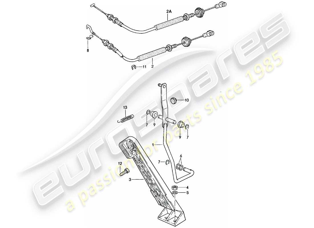 porsche 924 (1983) throttle control - accelerator cable - for - manual gearbox part diagram