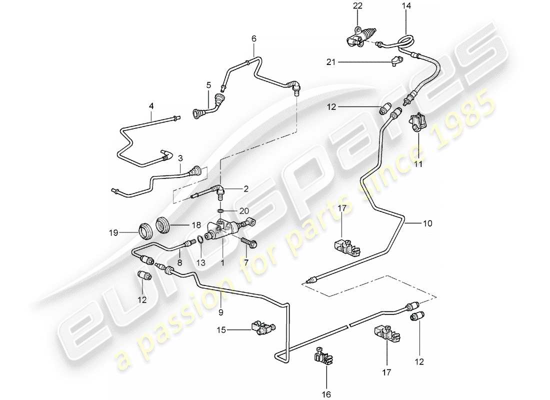 porsche 997 (2008) hydraulic clutch part diagram