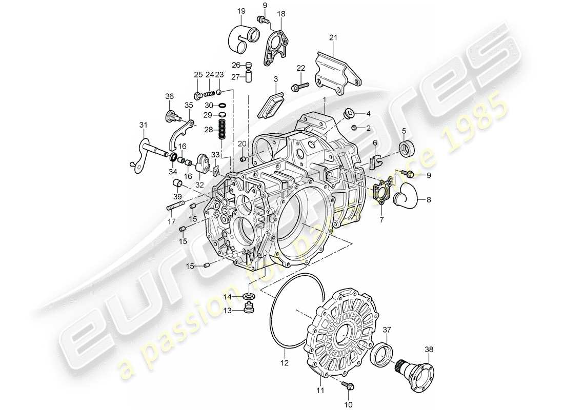 porsche 997 gt3 (2007) transmission case part diagram