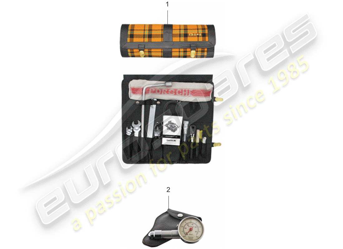 porsche classic accessories (1983) tool kit bag part diagram