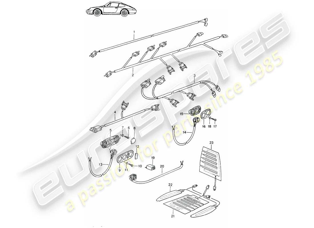 porsche seat 944/968/911/928 (1992) wiring harnesses - switch - seat heater - front seat - d - mj 1994>> - mj 1998 part diagram