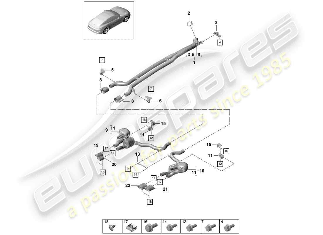 porsche panamera 971 (2019) exhaust system part diagram