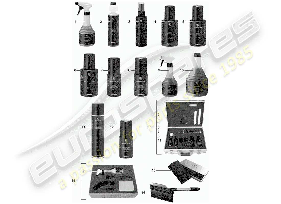 porsche tequipment catalogue (1999) cleaning agent part diagram