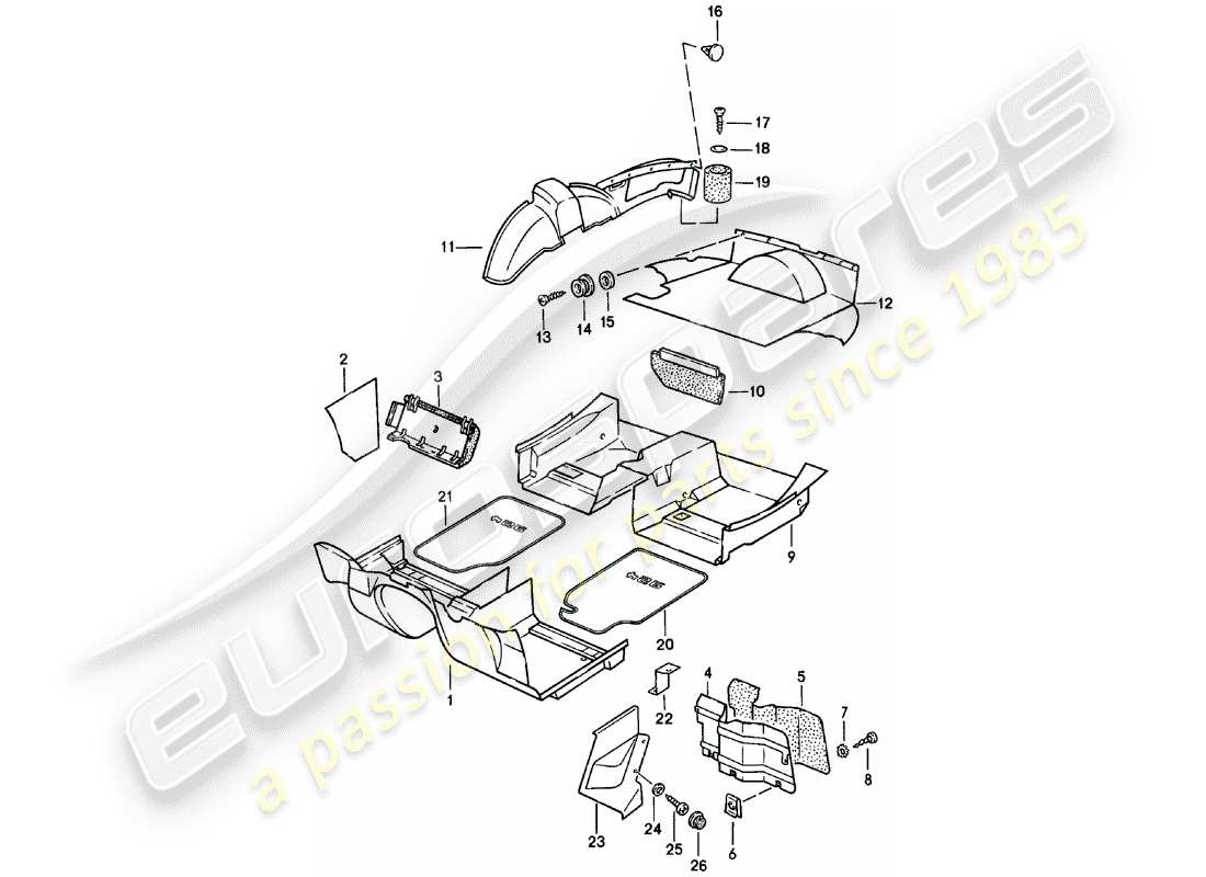 porsche 924 (1982) trims part diagram