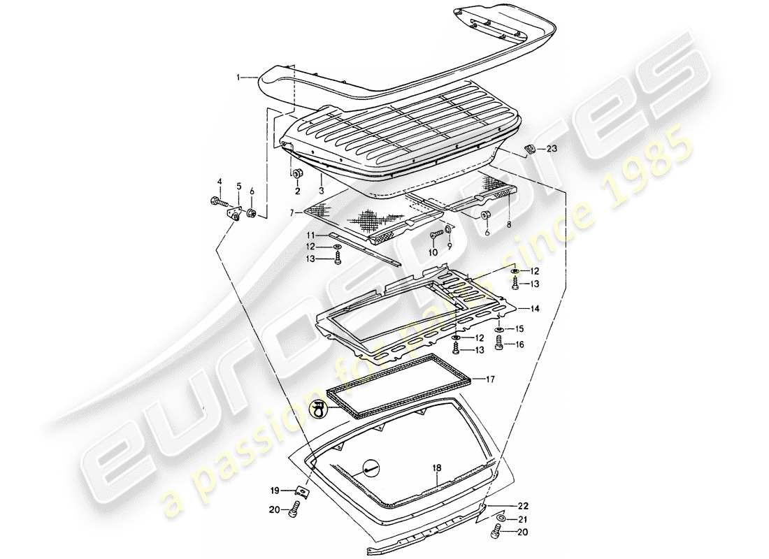 porsche 964 (1992) rear spoiler part diagram