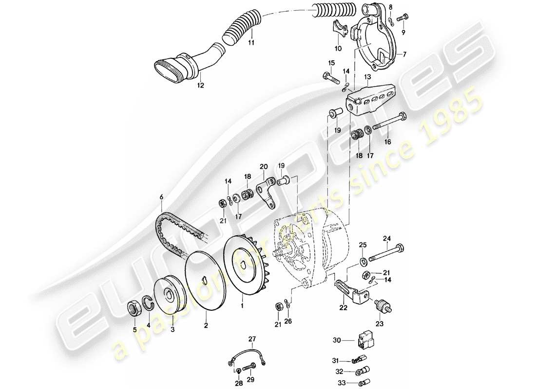 porsche 924 (1982) fasteners - alternator part diagram