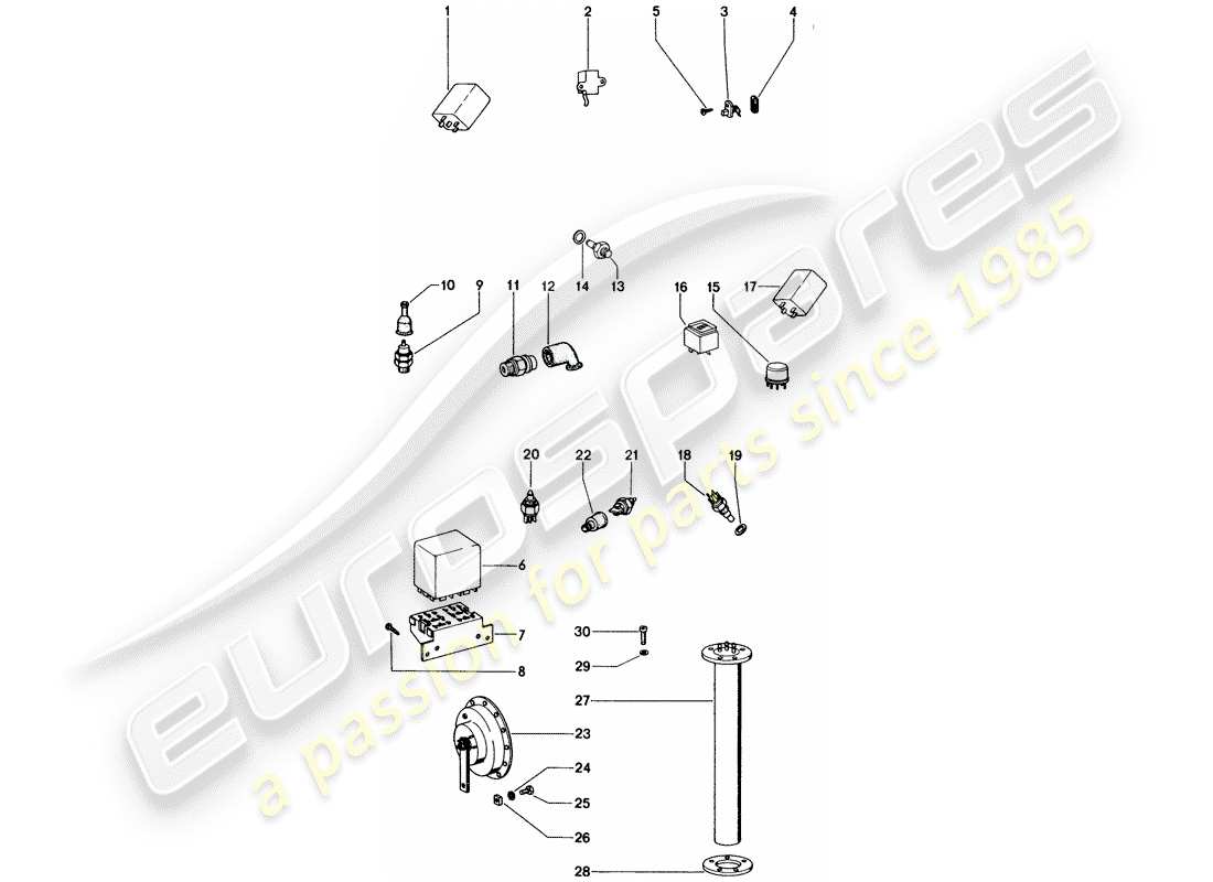 porsche 914 (1973) switch - relay - horn part diagram