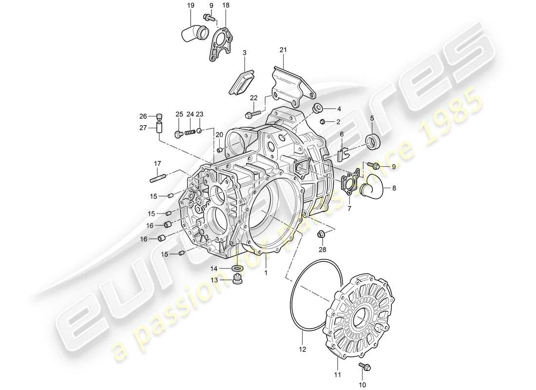 porsche 997 gt3 (2007) transmission case part diagram