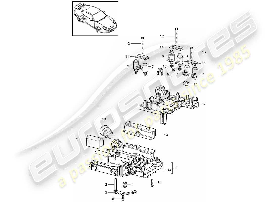 porsche 997 t/gt2 (2007) tiptronic part diagram