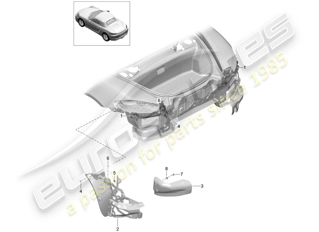 porsche 718 boxster (2018) fasteners part diagram