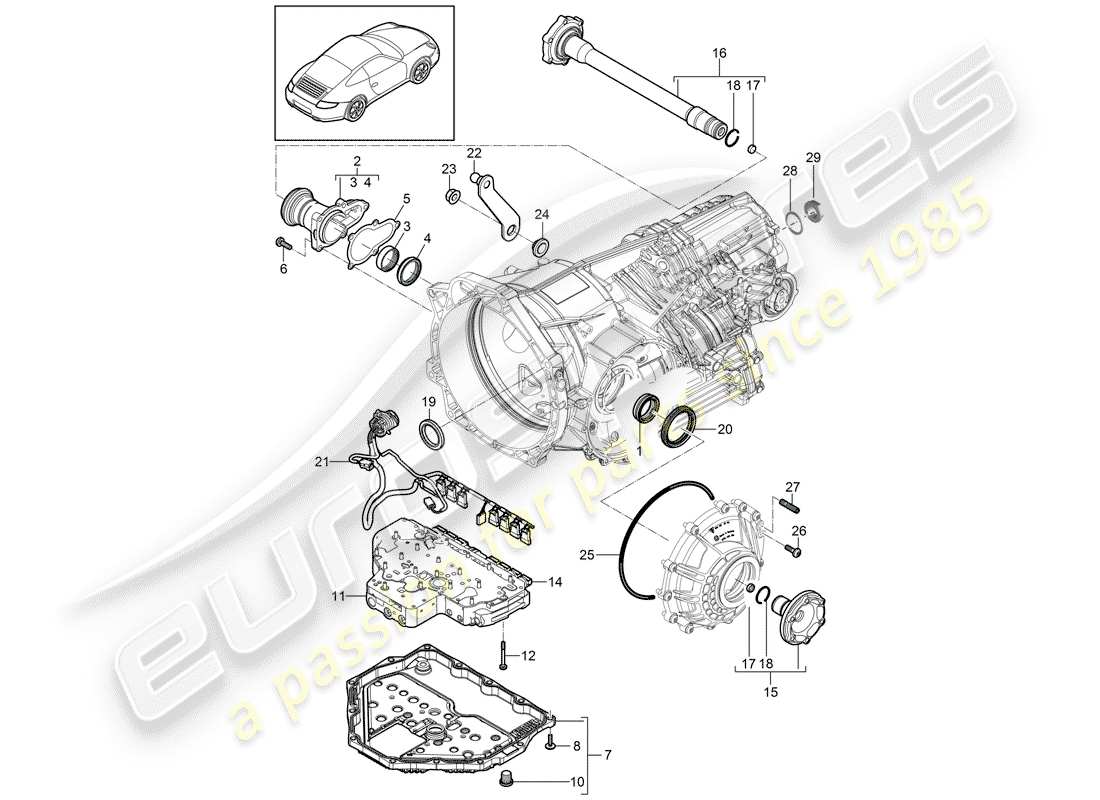 porsche 997 gen. 2 (2010) - pdk - part diagram