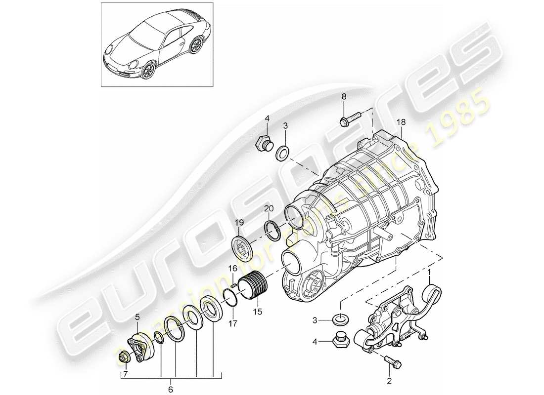 porsche 997 gen. 2 (2010) manual gearbox part diagram